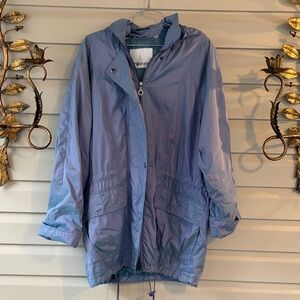 London Fog Women's Hooded Utility Jacket in Dusty Blue